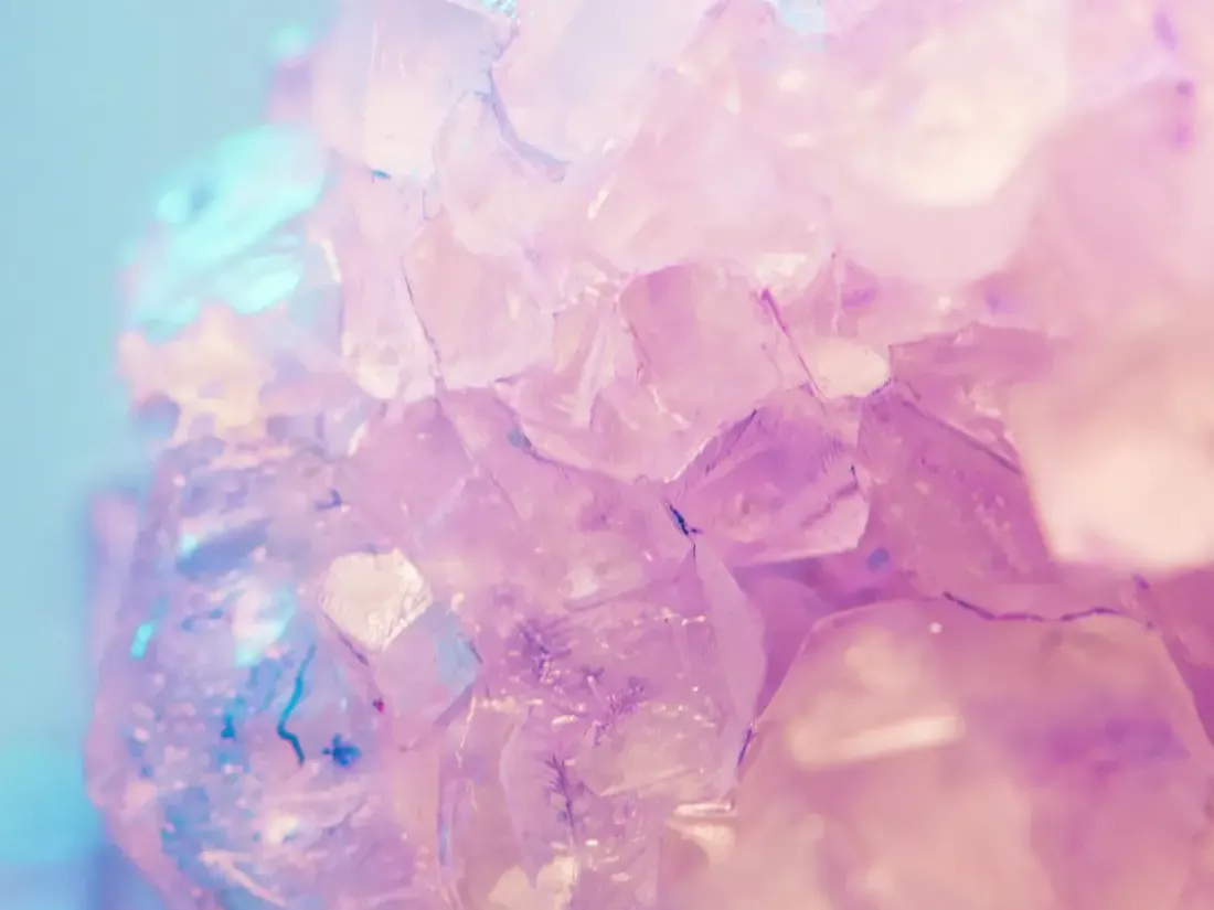 Close-up of translucent amethyst crystal facets